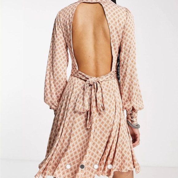 Free People Ivory Combo It Takes Two Sleeve Mini Dress - Picture 2 of 10